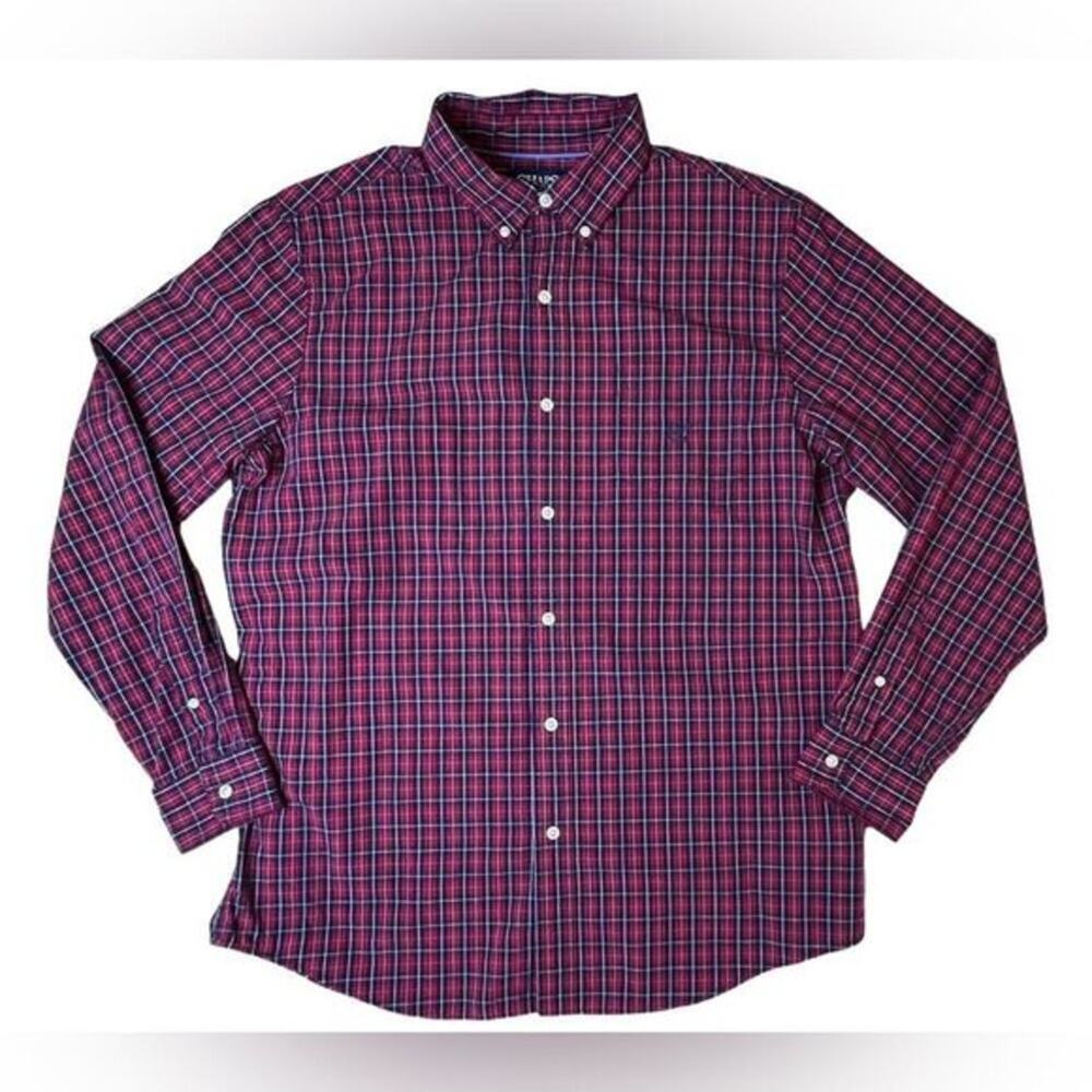 Chaps Easy Care Button Down Red Plaid Shirt LARGE NWOT Corpcore Work Casual